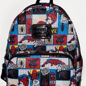 Disney Parks Marvel Spider-Man Comic Print Backpack - Red/Blue/Black